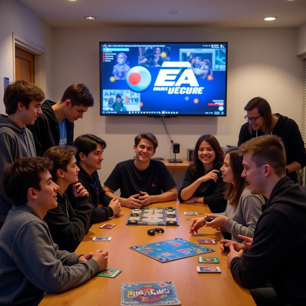 Students socializing and playing games at the EA Sport Club in Jackson County High School