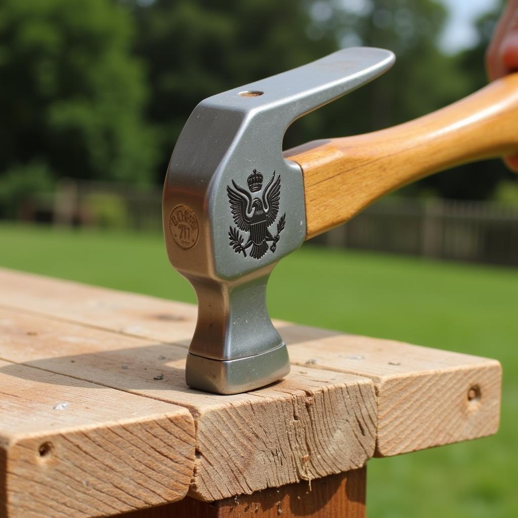 Eagle Hammer Driving Galvanized Nail in Outdoor Project