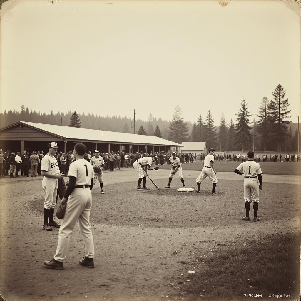 Early Oregon Baseball Teams Playing on a Field