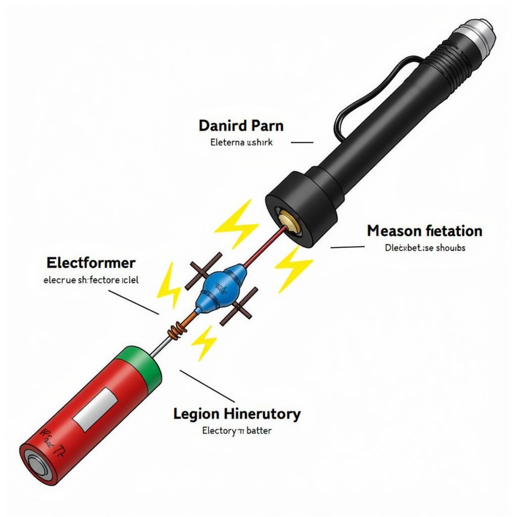 Diagram illustrating the inner workings of an electric strike baton