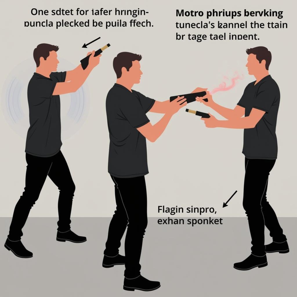 Person demonstrating the proper use of an electric strike baton for self-defense