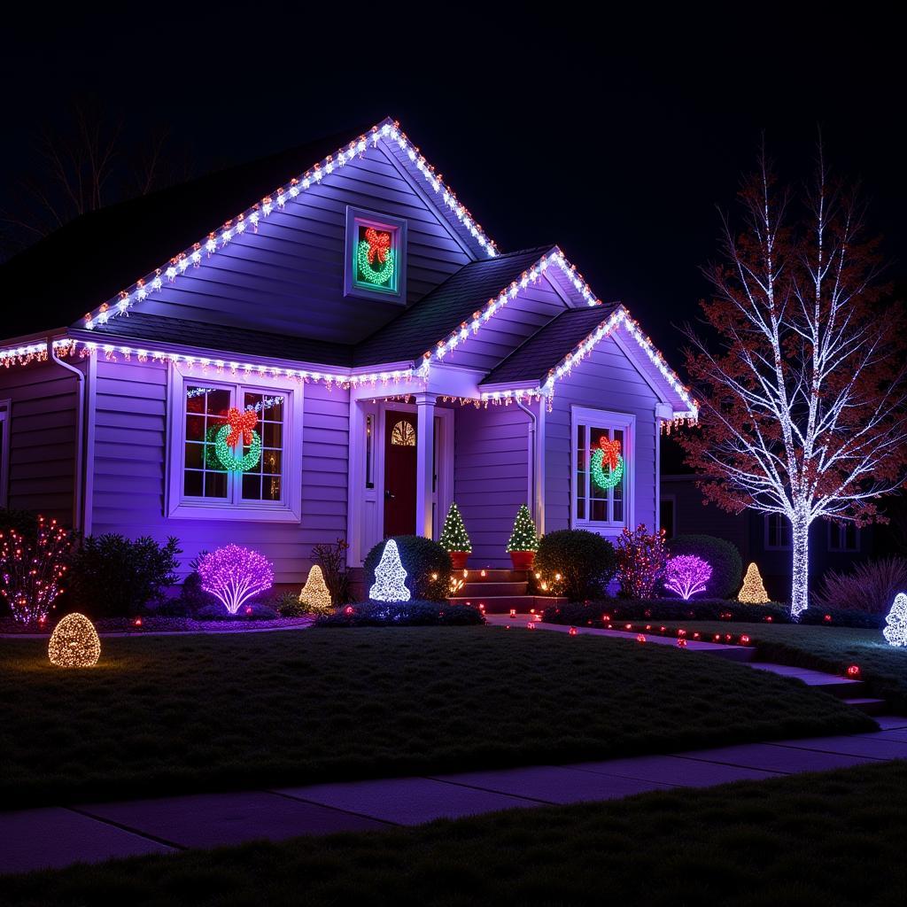 LED Christmas Lights Illuminating a Home