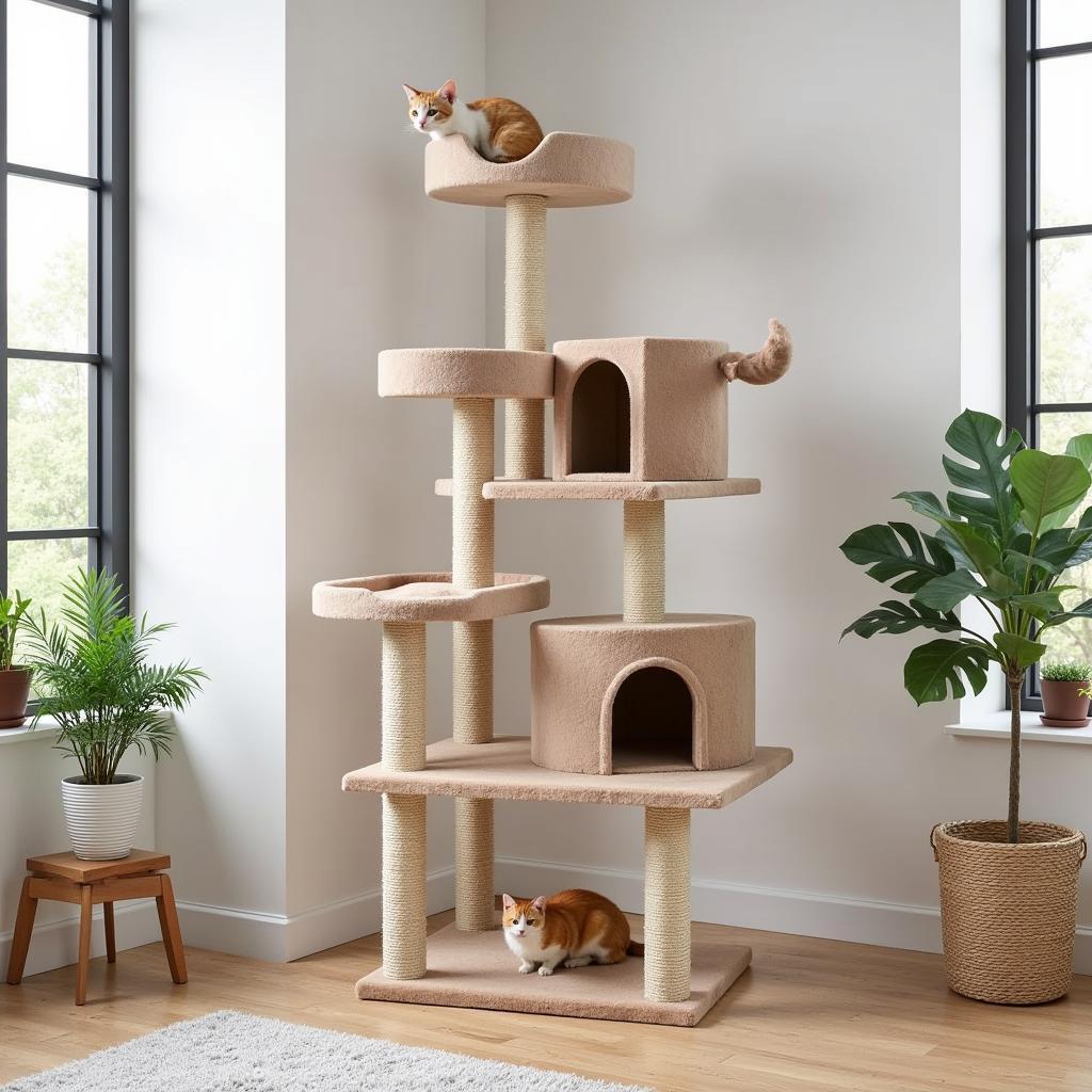 Multi-Level Epic Cat Tree with Scratching Posts and Condo