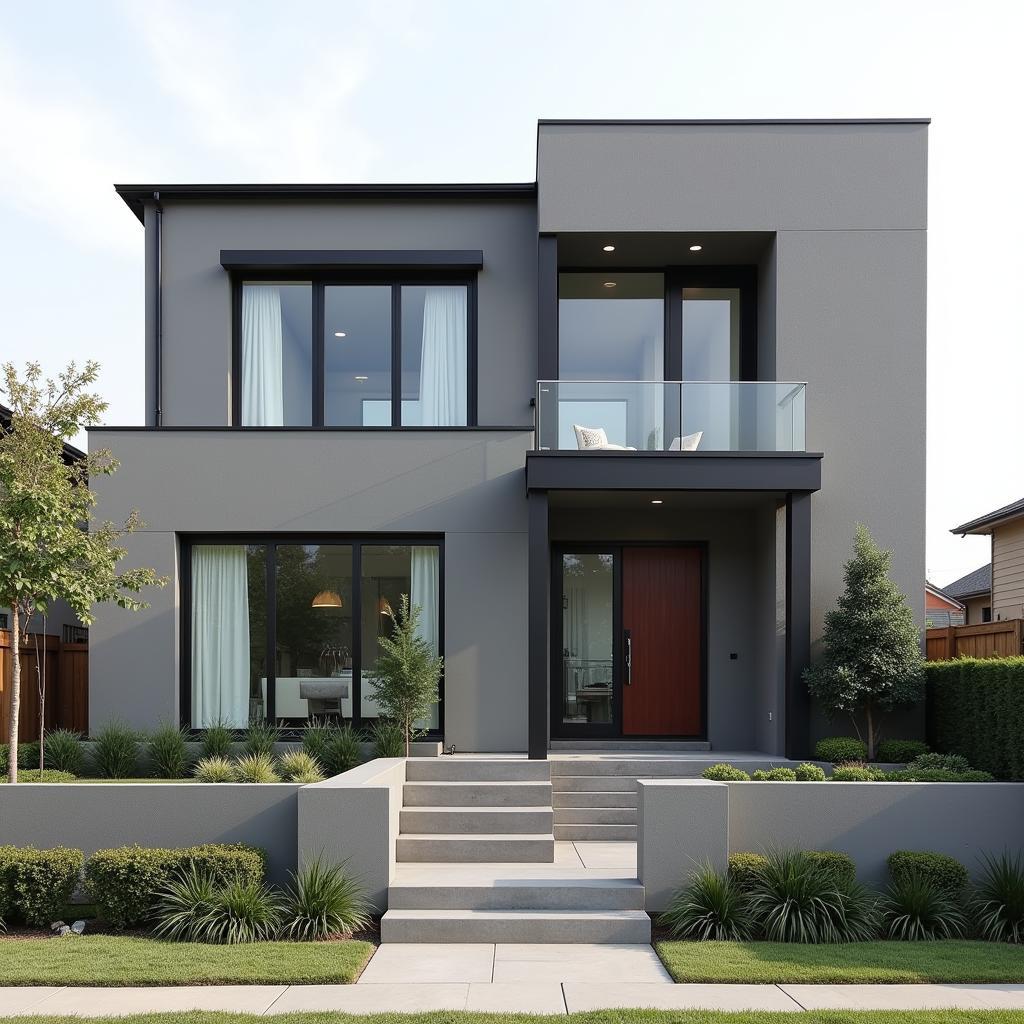 Modern Home with Stylish Exterior Wall Paper