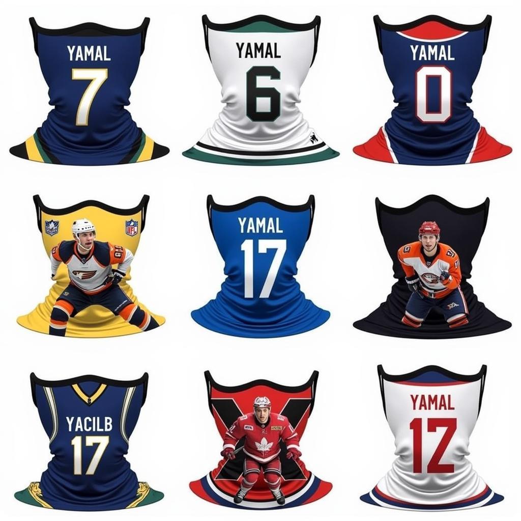 F7 Custom Face Mask Designs showcasing various styles and options for Yamal fans.