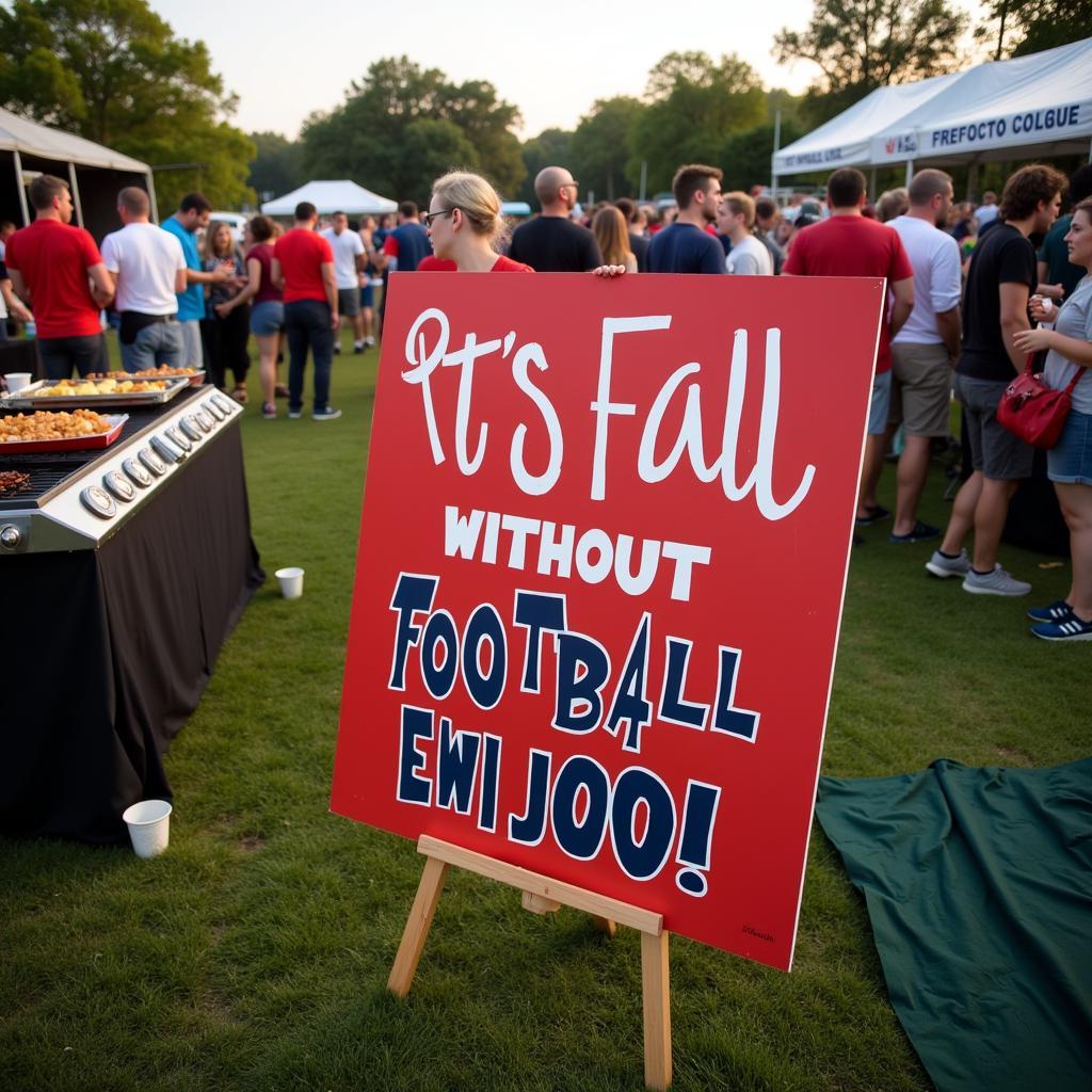 Fall Football Sign at a Tailgate