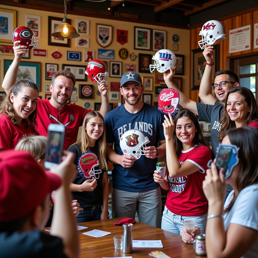 Fans Displaying Their College Football Helmet Decal Collection