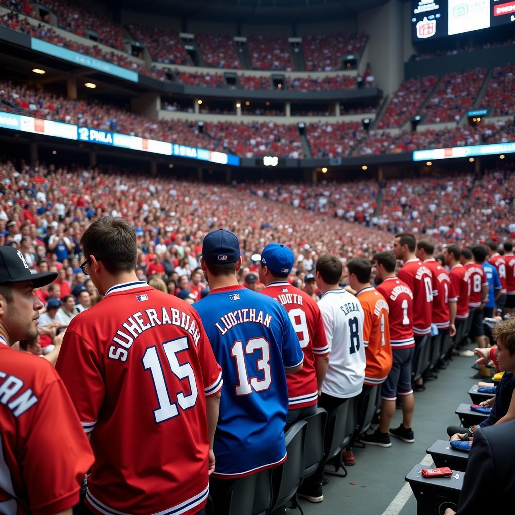 Fans proudly wearing dynasty jerseys