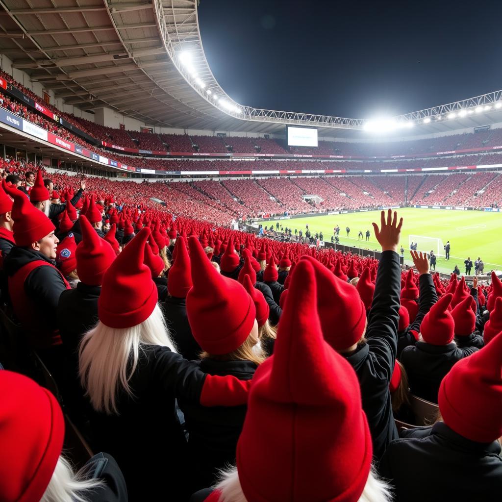 Fans Wearing Gnomish Hats at Yamal Match