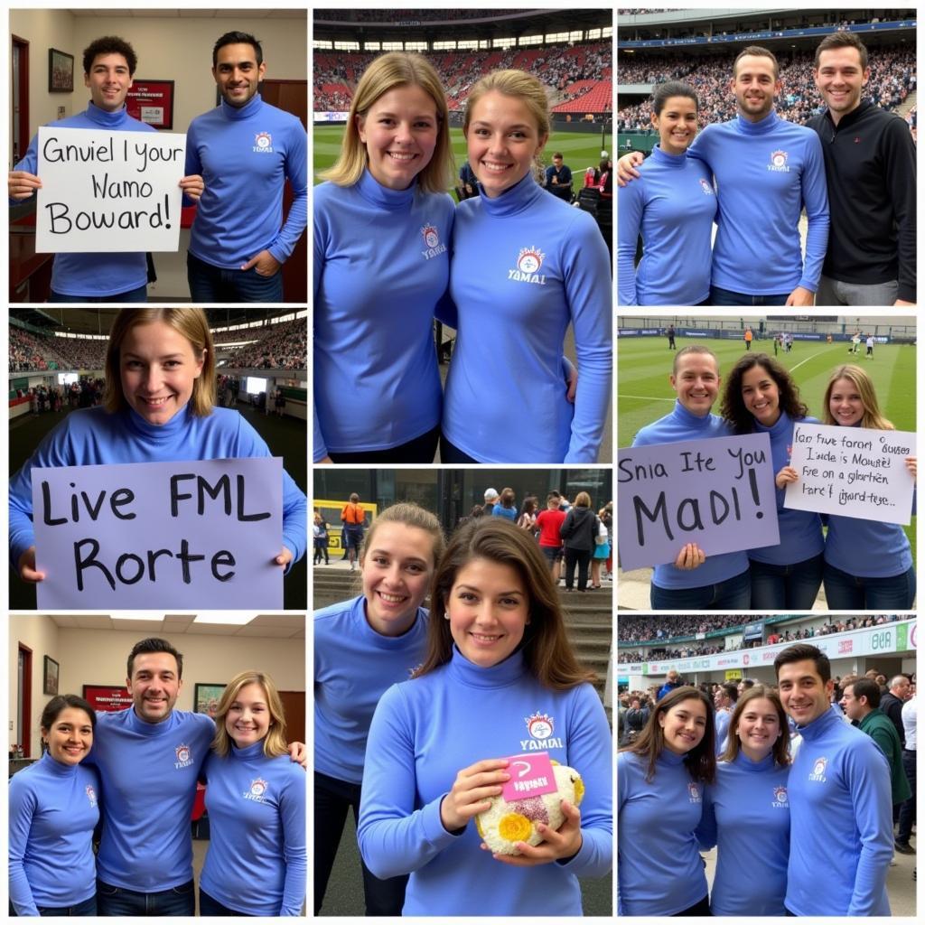 Fans proudly sporting periwinkle turtlenecks in support of Yamal.