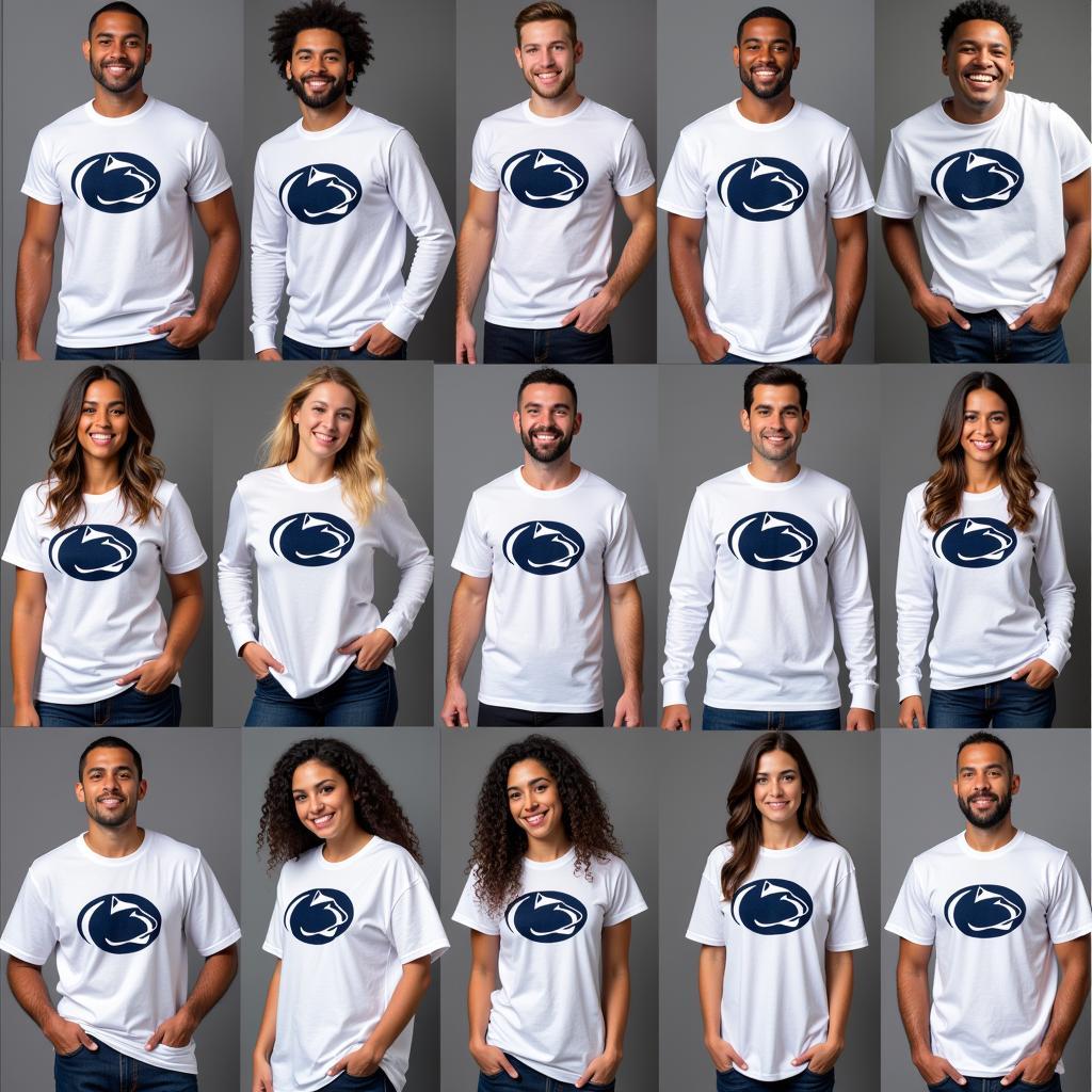 Fans Sporting their White Penn State Shirts in Different Styles