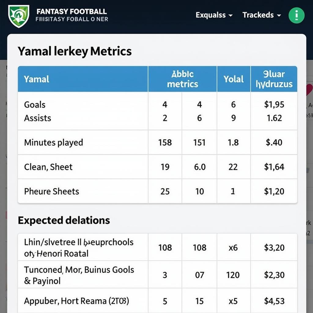 Fantasy Fut Tracker Metrics for Yamal