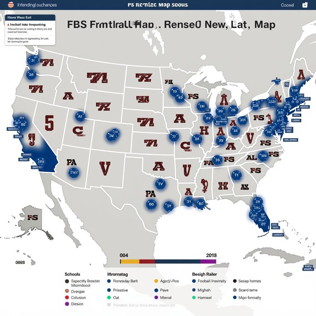 Interactive FBS Football Schools Map with Stadium Information