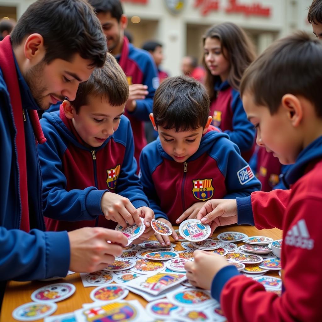 FC Barcelona Fans Trading Lamine Yamal Stickers