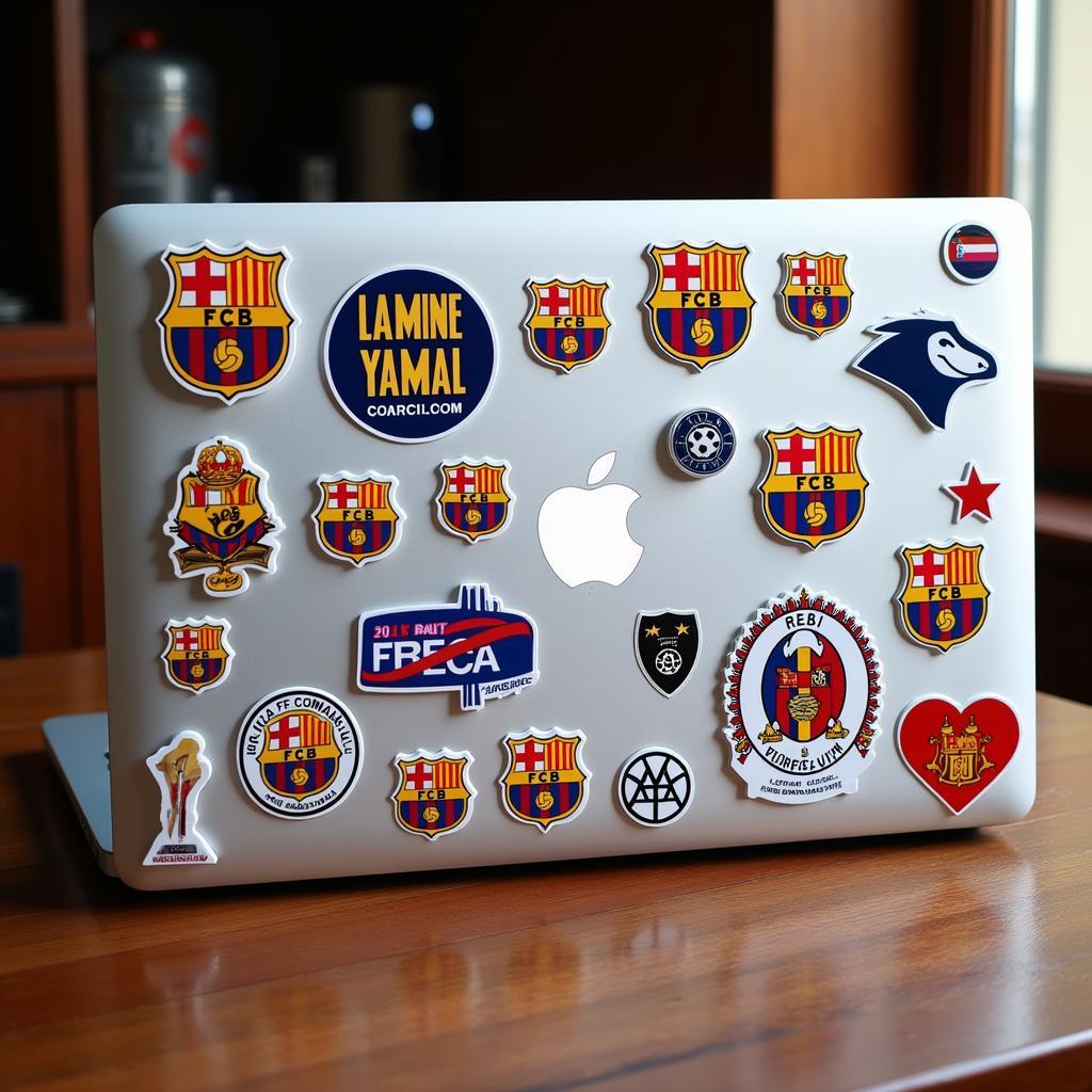 Personalized Laptop Decorated with Lamine Yamal FC Barcelona Stickers