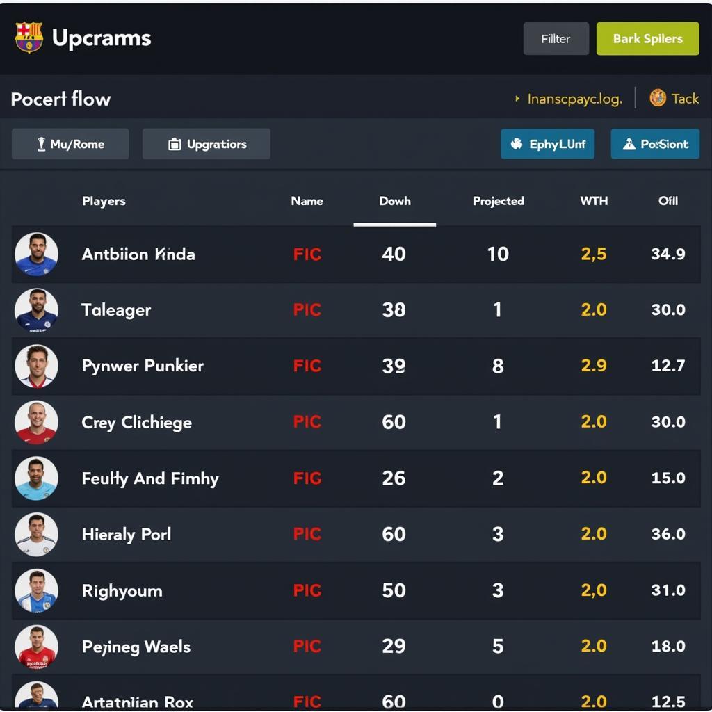 FC Fantasy Upgrade Tracker Interface