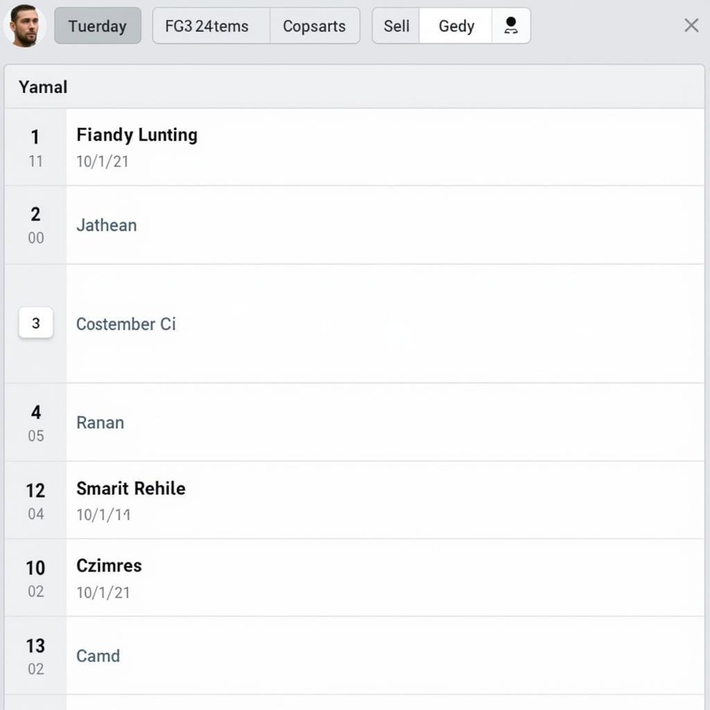 Yamal's FC24 Match Schedule Screenshot