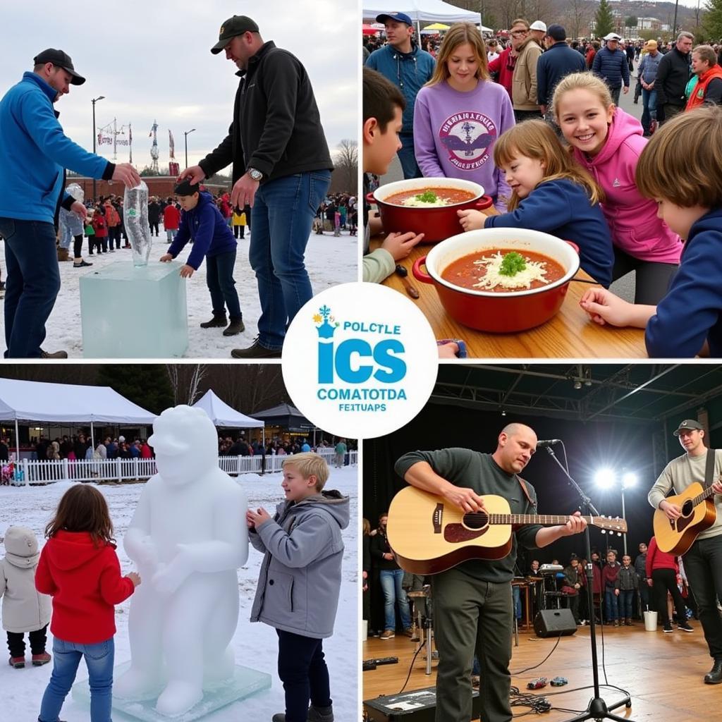 Families enjoying activities at the Canandaigua Fire and Ice Festival