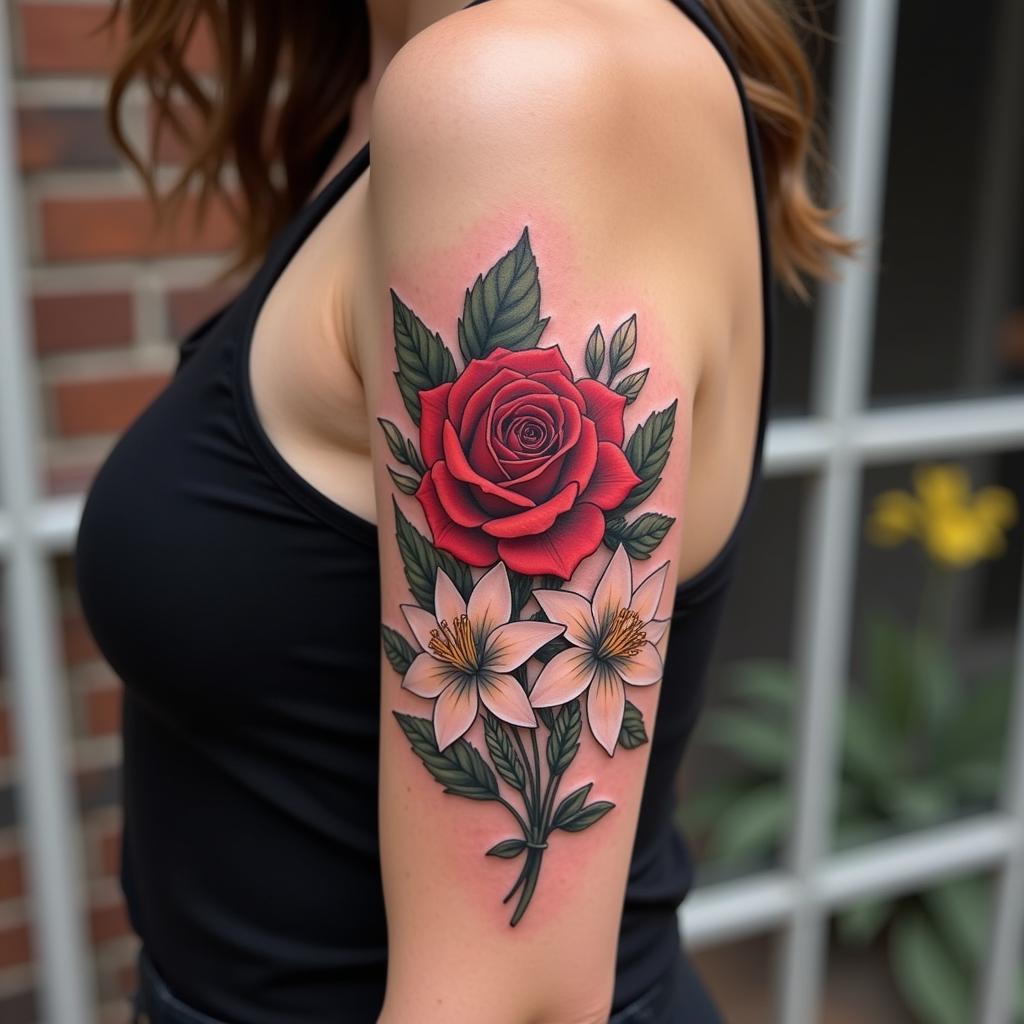 Floral Cover Up Tattoo Ideas: Rose and Lily