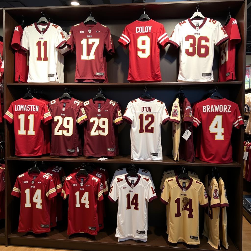 Authentic Florida State Football Jerseys on Display