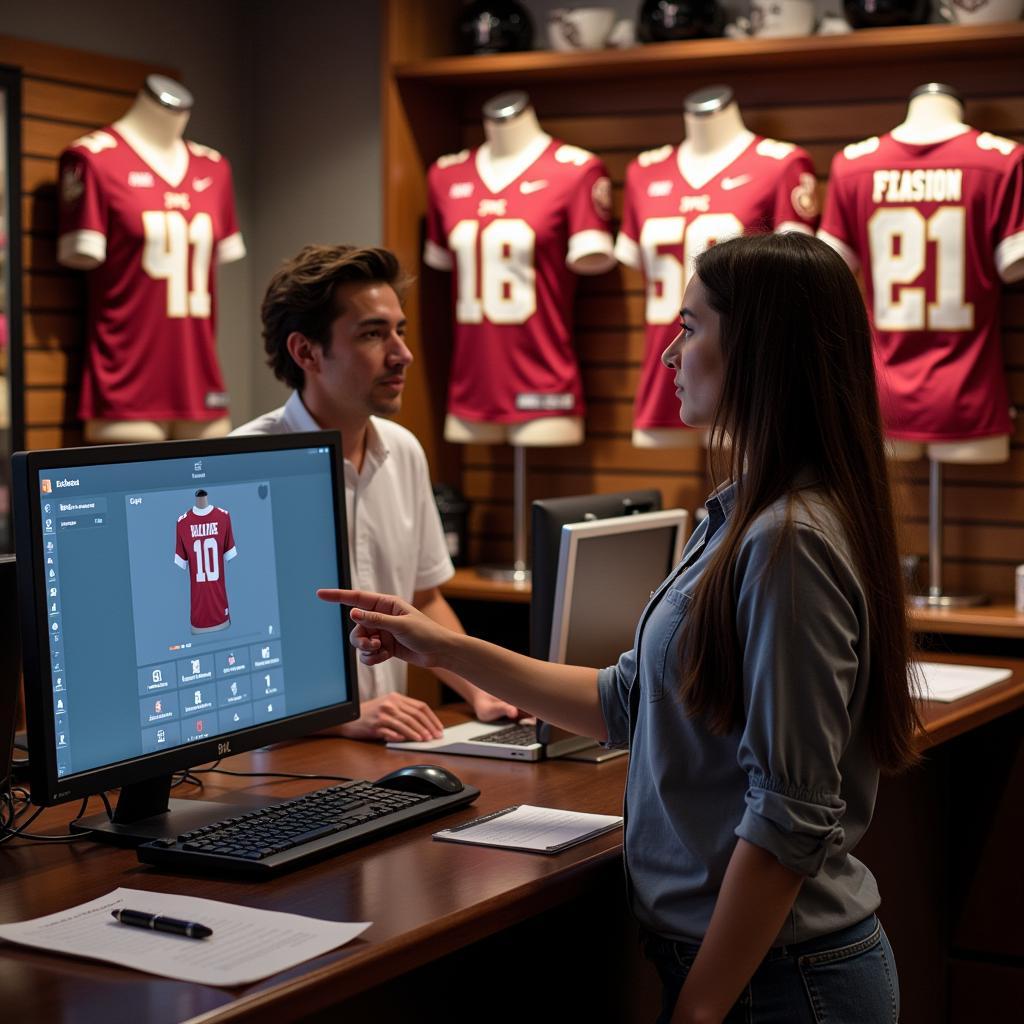 Customizing a Florida State Football Jersey in a Shop