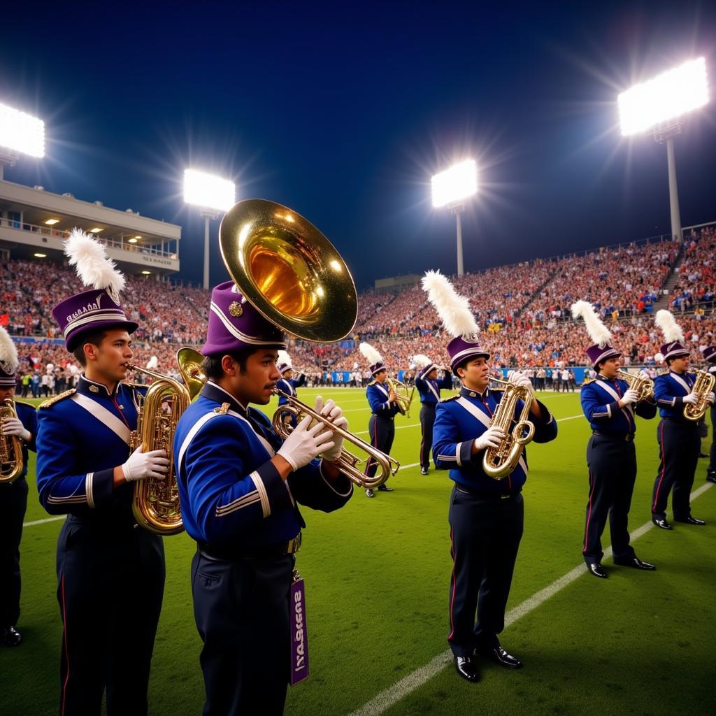 Football game band playing energetic music