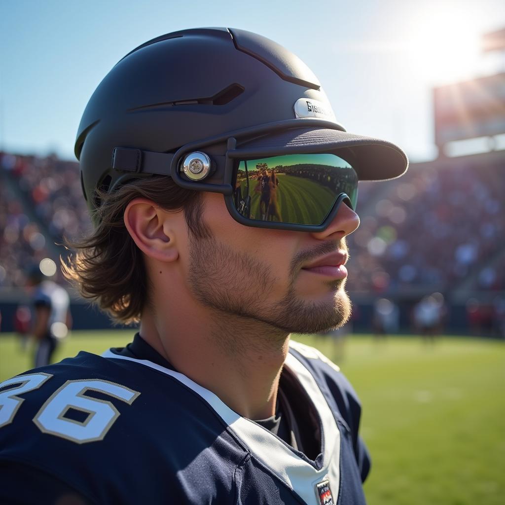 Football Player Wearing a Tinted Visor