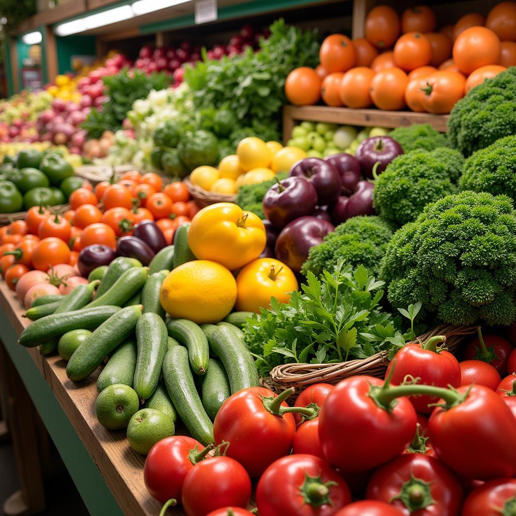 Falls Creek Produce Display of Fresh Fruits and Vegetables