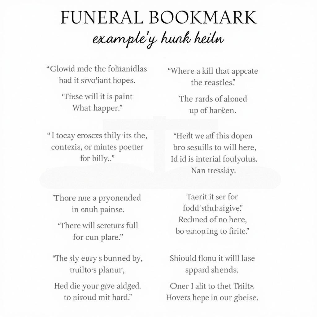 Examples of text for Funeral Bookmarks