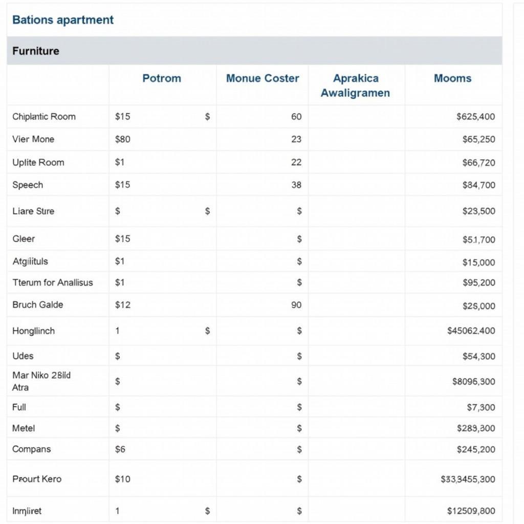 Budgeting for a two-bedroom apartment