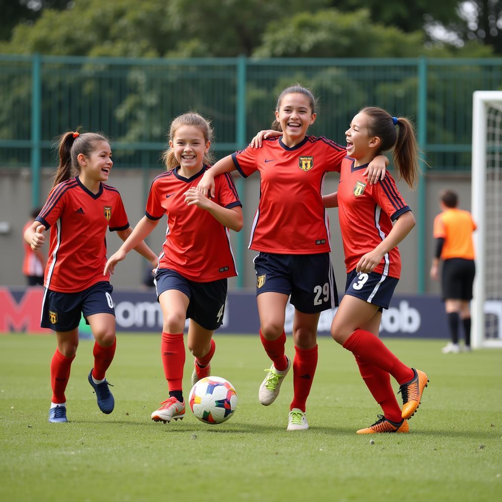 Young Players Celebrating a Goal