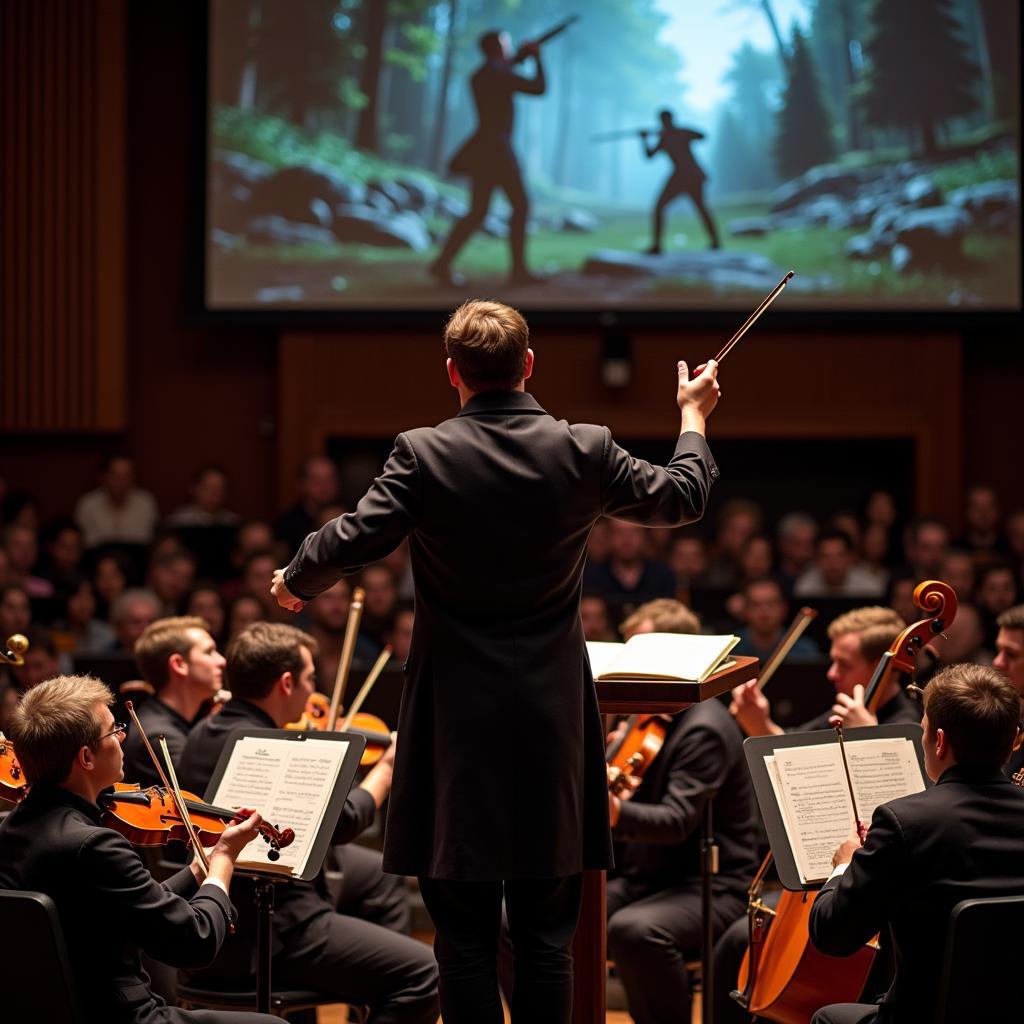 Game Composer Conducting an Orchestra