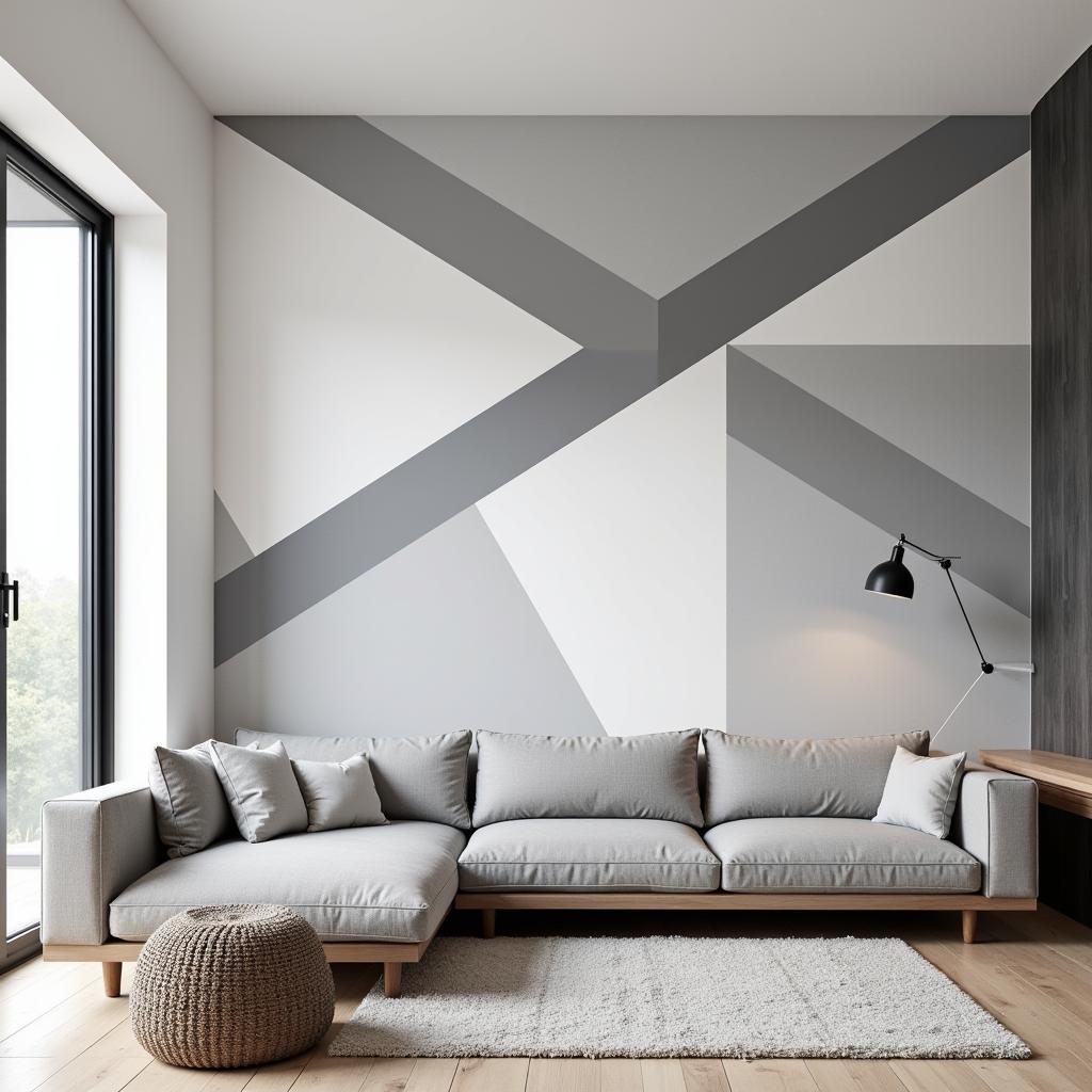 Geometric Wall Patterns in a Modern Living Room