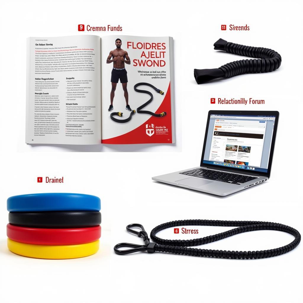 Get back whip kit components: resistance bands, training guide, and online resources.