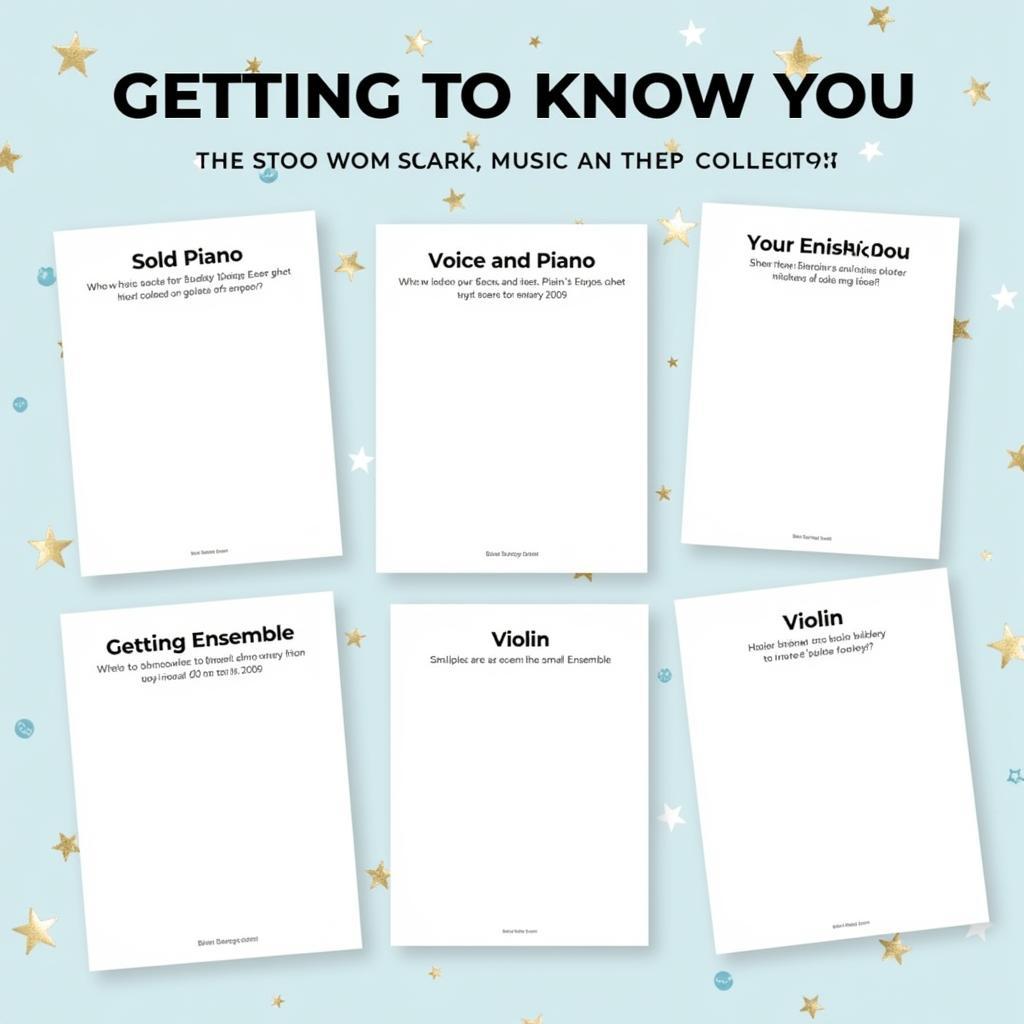 Various arrangements of "Getting to Know You" sheet music for different instruments