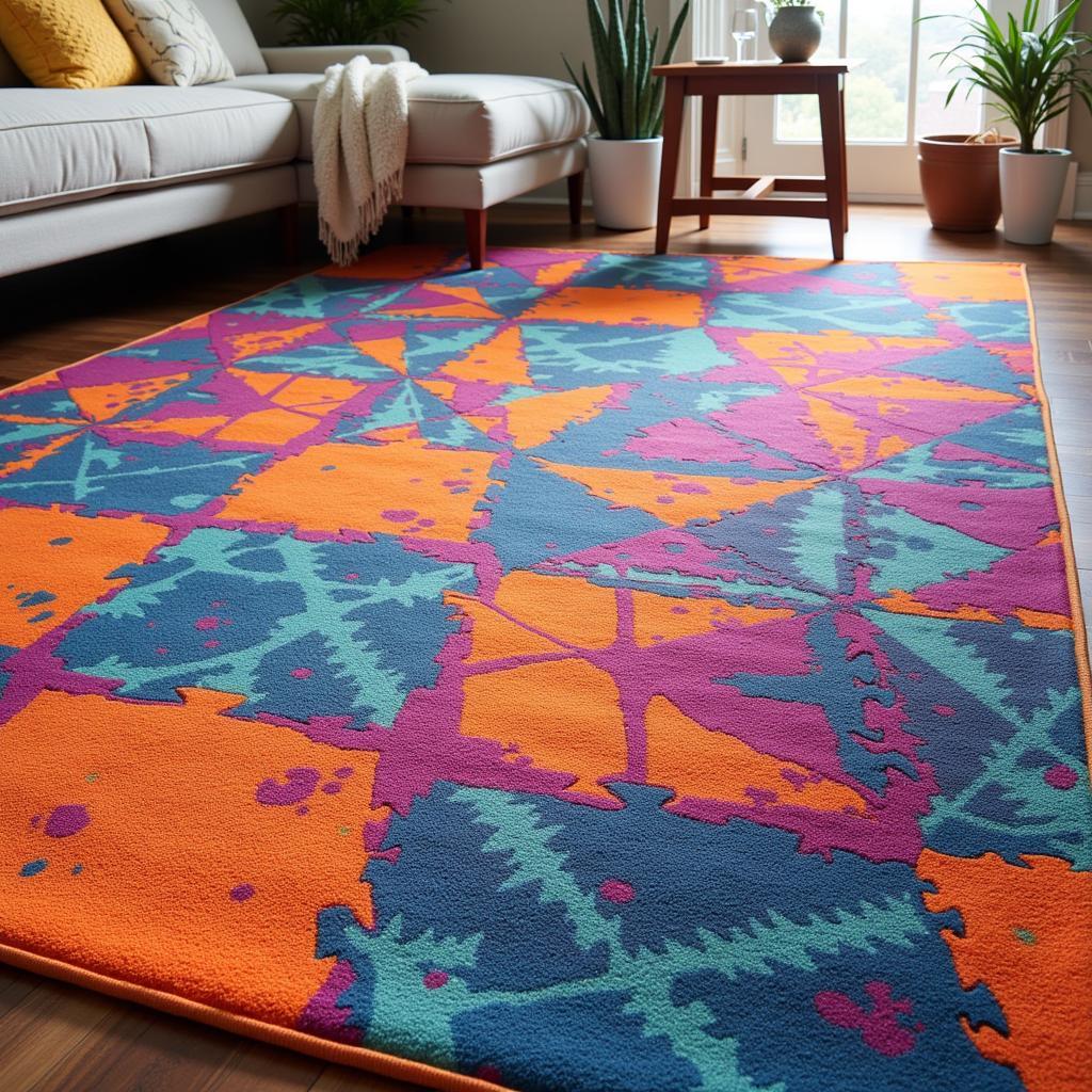 Glitch Rug with Geometric Patterns