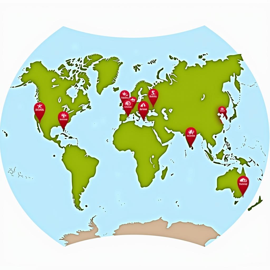 A global map highlighting the locations of Yamal fan clubs and meetups.