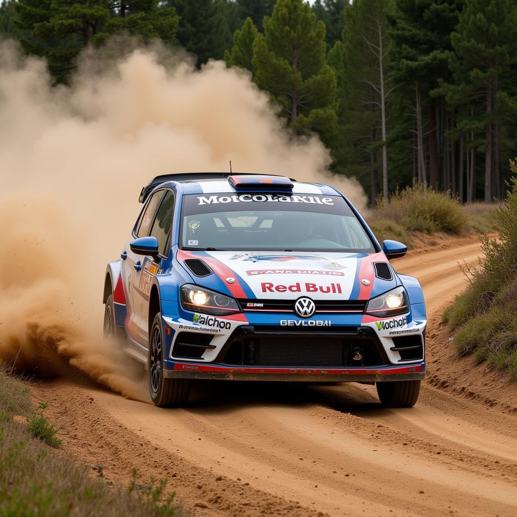 Golf R in Rally Action on a Dirt Road