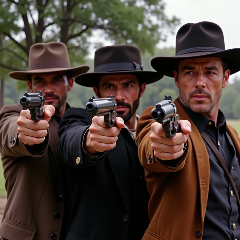 Revolver duel in The Good, the Bad, and the Ugly