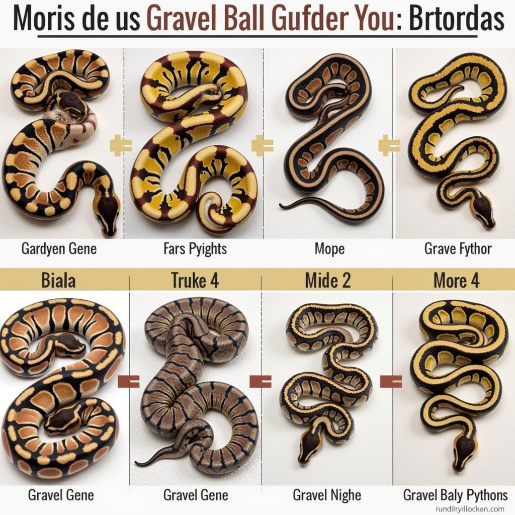 Comparison of different gravel ball python morphs