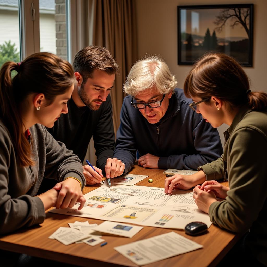 Group Solving a Detective Kit Together