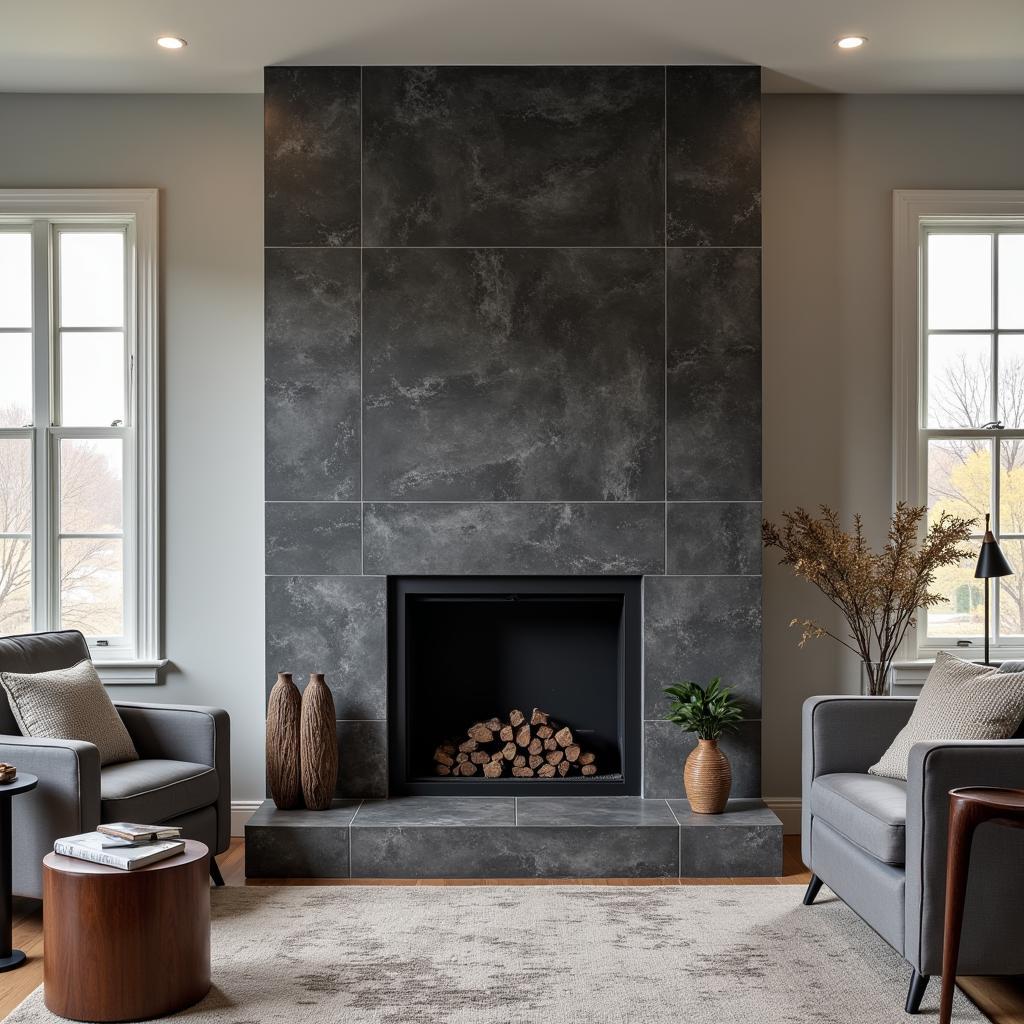 Grunge Tile Fireplace Surround