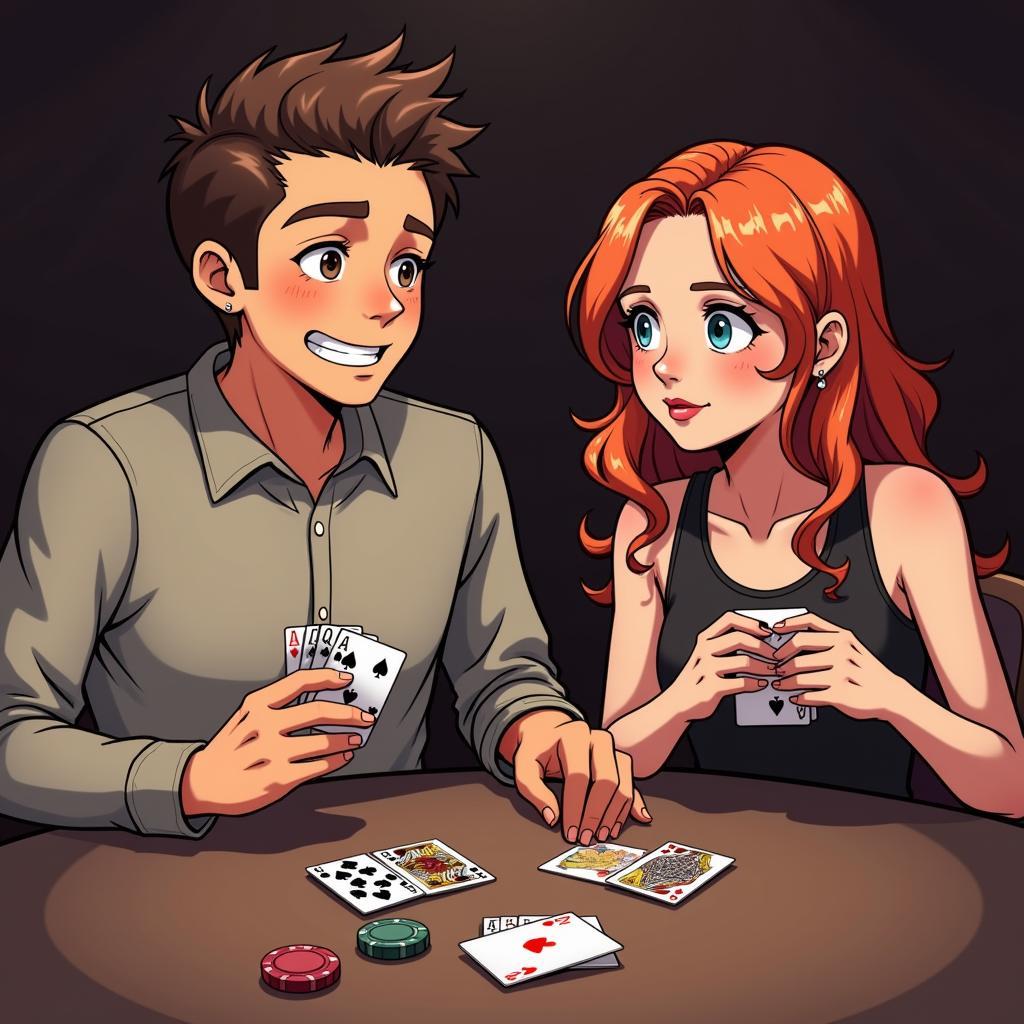 Hal and Renee playing cards