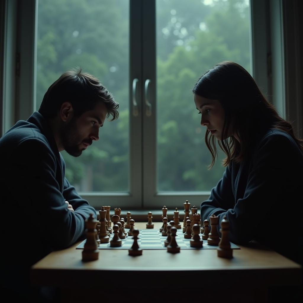 Hal and Renee playing chess