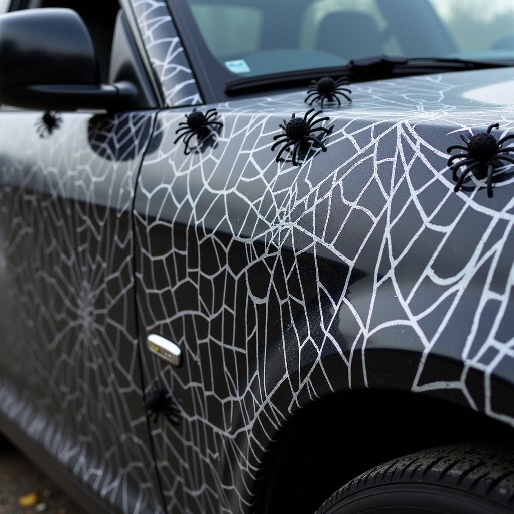 Spooky Spiderweb Halloween Car Wrap Design