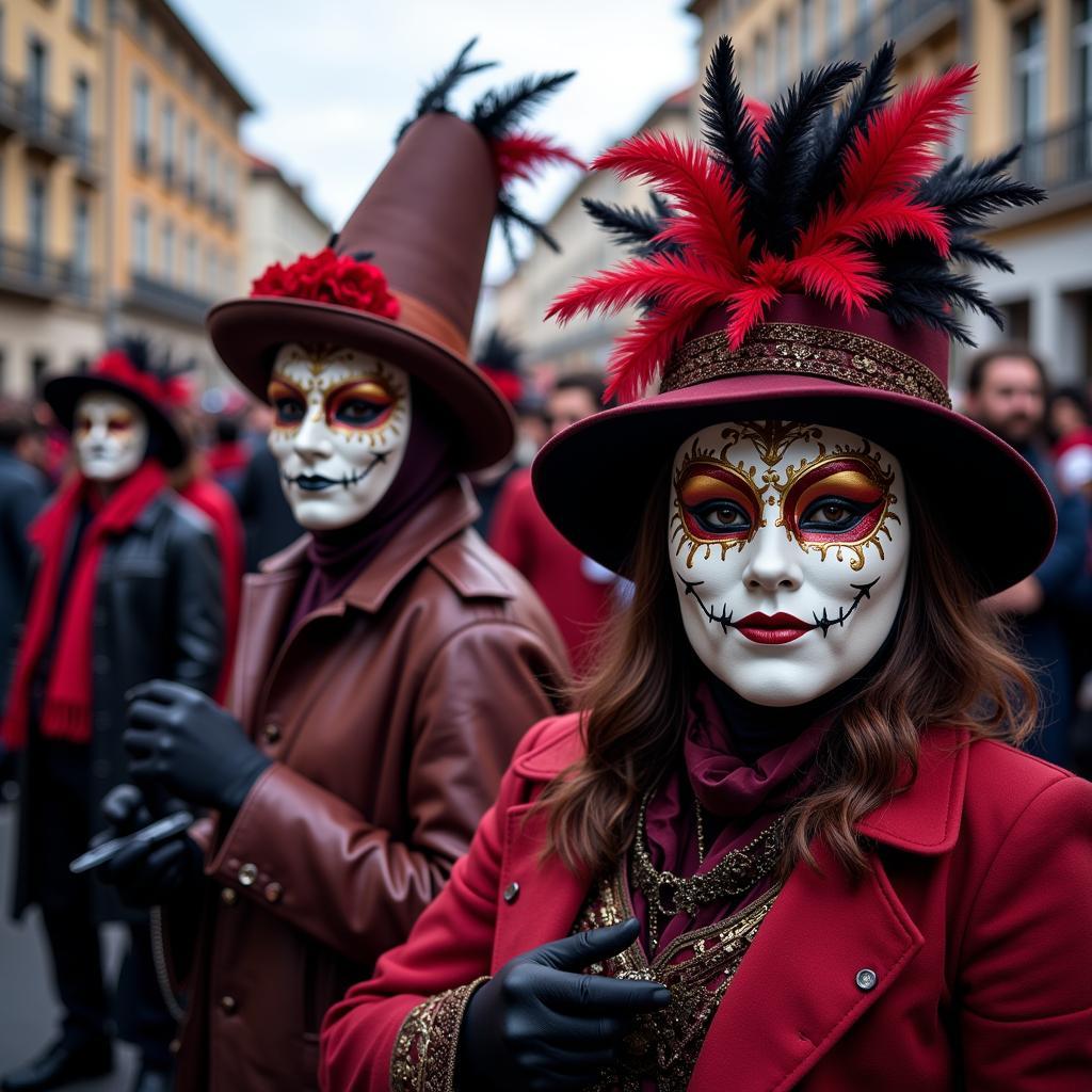 Halloween Venetian masks at a carnival celebration