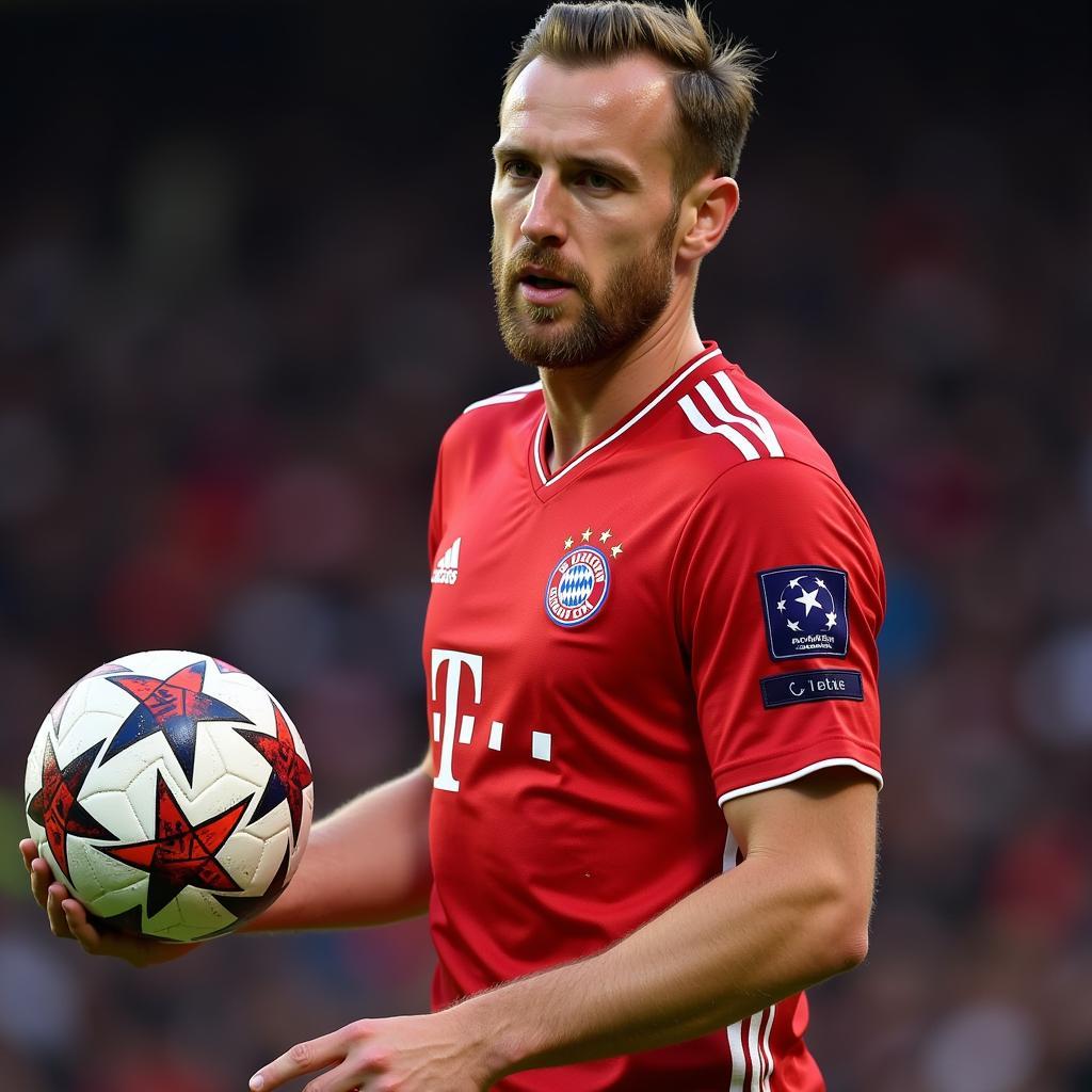 Harry Kane in the Champions League version of the Bayern Munich kit