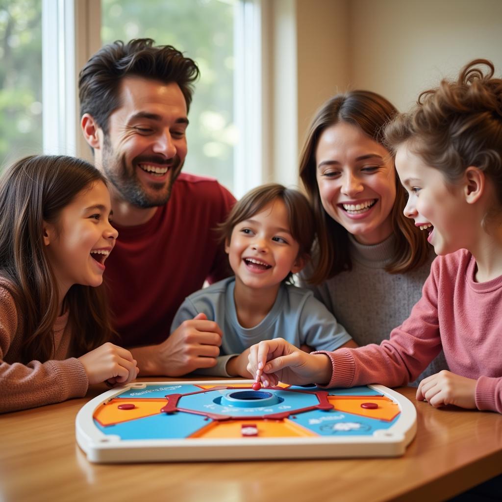 Family playing Hasbro Quick Reflexes game