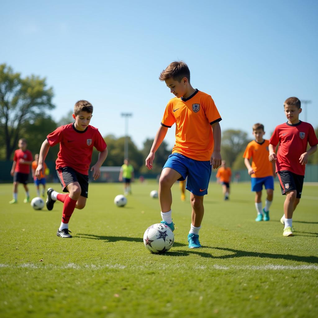 Young Football Players Training