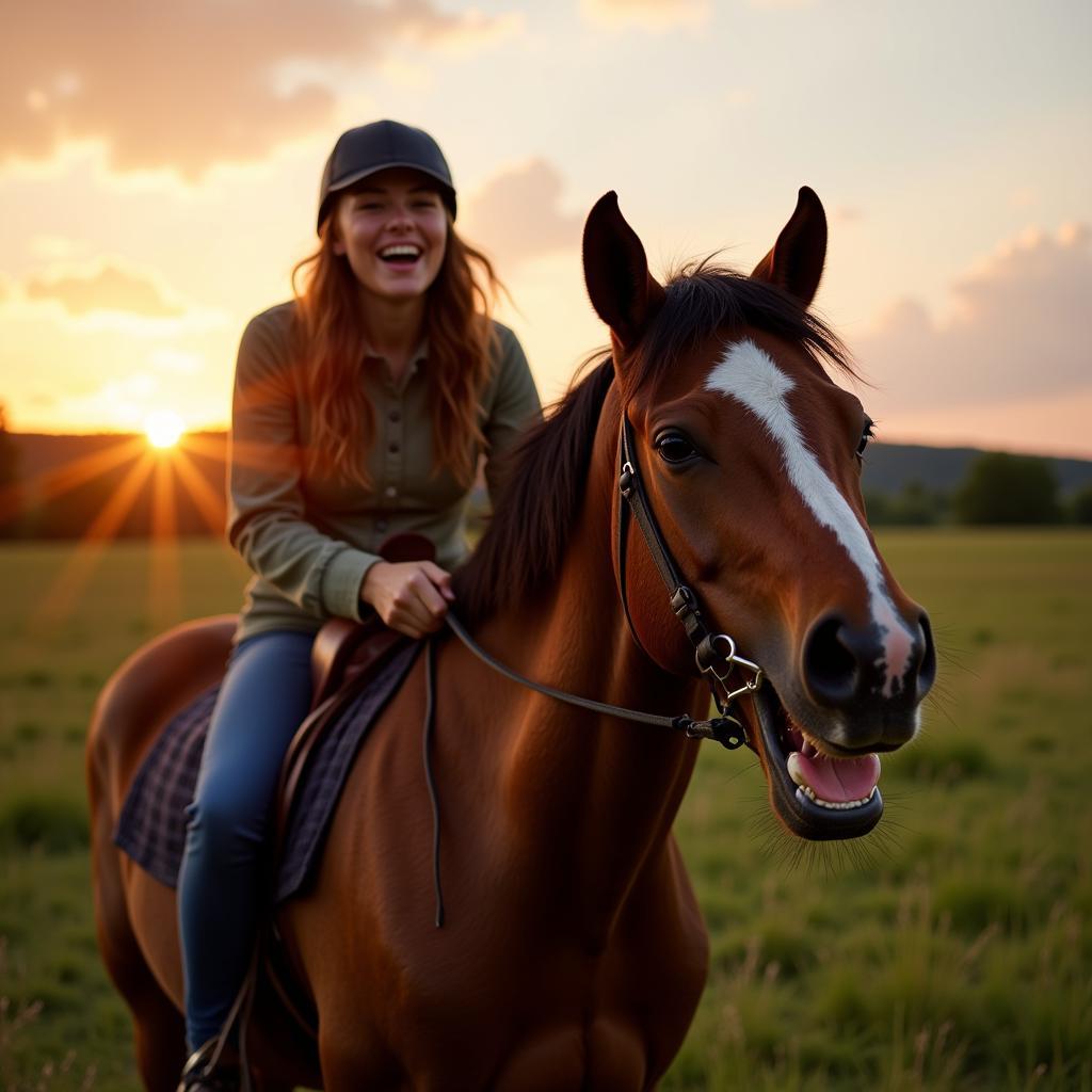 Horse and Rider Sharing a Laugh